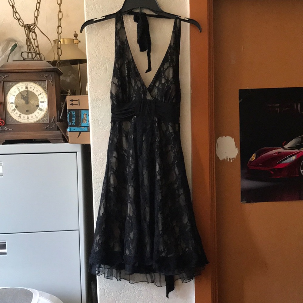 Black Deep V Lace Dress